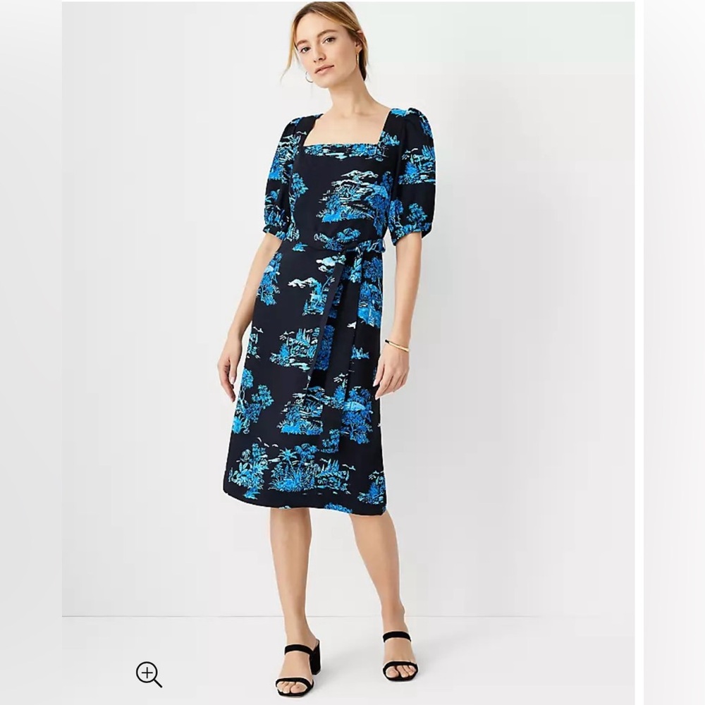 Ann Taylor Floral Toile Square Neck Short Sleeve Shift Dress NWT.
